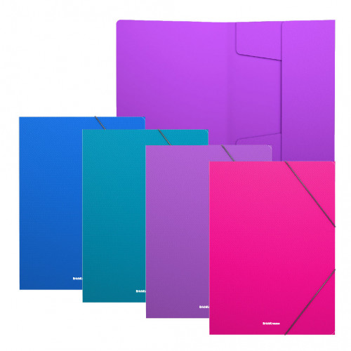 ERICH KRAUSE - CARPETA CON GOMAS ELÁSTICAS DIAGONAL VIVID, A4, COLORES SURTIDOS (Ref.50380)