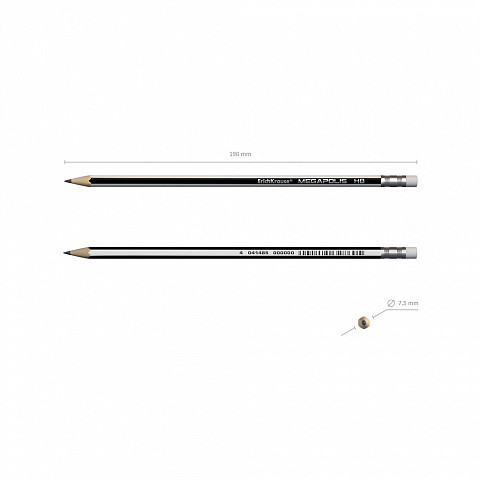 ERICH KRAUSE - LÁPIZ DE GRAFITO HEXAGONAL CON GOMA DE BORRAR MEGAPOLIS HB (Ref.32860)