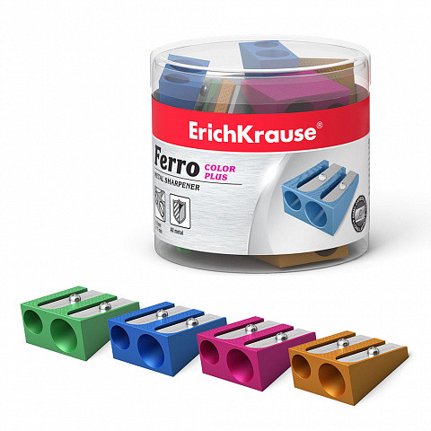 ERICH KRAUSE - Sacapuntas/Afilalapices DE ALUMINIO DOBLE FERRO COLOR PLUS, COLOR: SURTIDO (Ref.38015)