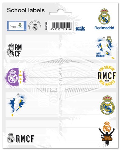 ERIK - ETIQUETA ESCOLAR 15,8x20 REAL MADRID (Ref.ELE0195)