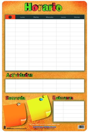 ERIK - LAMINA ESCOLAR PVC 40x59,5 DIDACTICA HORARIO ESCOLAR (Ref.LPE264)
