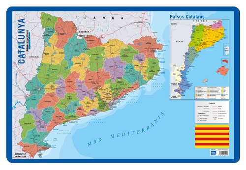 ERIK - LAMINA ESCOLAR PVC 40x59,5 DIDACTICA MAPA CATALUNYA (CATALAN) (Ref.LPE265)