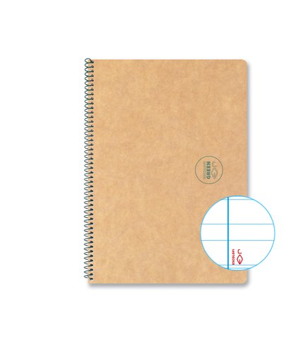 ESCOLOFI - CUADERNO ESPIRAL DIN-A4 RECICLADO FSC 50 HOJAS 80G. CUADRÍCULA 4X4 CON MARGEN.GREEN (Ref.130200104)