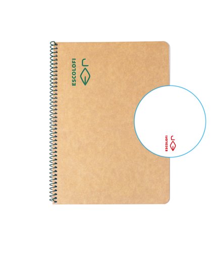 ESCOLOFI - CUADERNO ESPIRAL DIN-A5 RECICLADO FSC 50 HOJAS 80G. LISO. GREEN (Ref.130210804)
