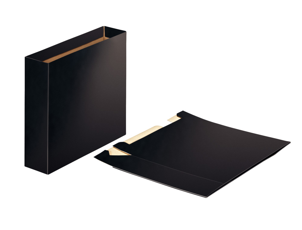 ESSELTE - CAJETÍN PARA ARCHIVADORES A4 LOMO ANCHO CARTÓN NEGRO BRILLANTE (Ref.624150)