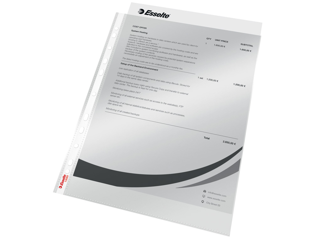 ESSELTE - FUNDAS MULTITALADRO -11- PP PIEL DE NARANJA A4 40 MICRAS - BOLSA DE 100U (Ref.13089)