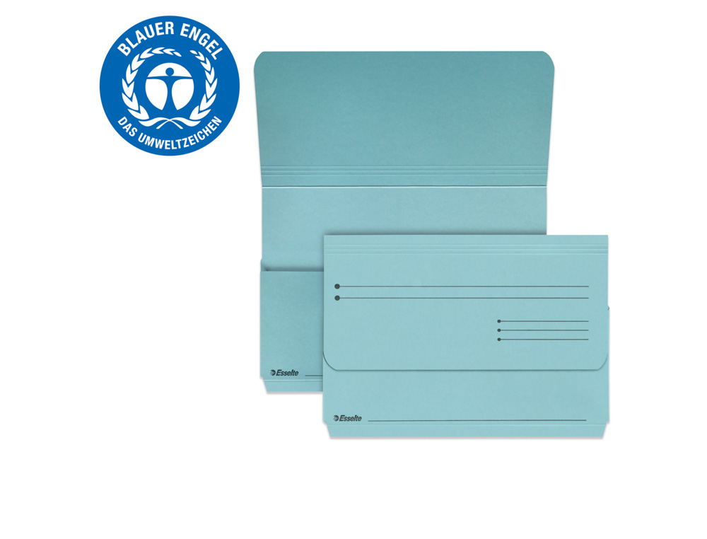 ESSELTE - SUBCARPETA POCKET (BOLSA FUELLE) 275g Fº AZUL PAQUETE de 25 (Ref.15843)