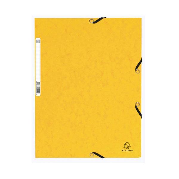EXACOMPTA - CARPETA CARTÓN LUSTRADO 355 GR TRES SOLAPAS GOMAS A4 AMARILLO -10U- (Ref.55309E)