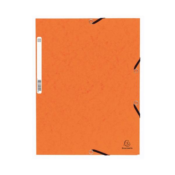 EXACOMPTA - CARPETA CARTÓN LUSTRADO 355 GR TRES SOLAPAS GOMAS A4 NARANJA -10U- (Ref.55304E)