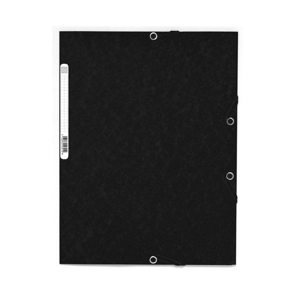EXACOMPTA - CARPETA CARTÓN LUSTRADO 355 GR TRES SOLAPAS GOMAS A4 NEGRA -10U- (Ref.55301E)
