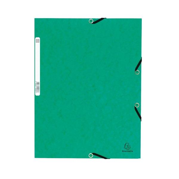EXACOMPTA - CARPETA CARTÓN LUSTRADO 355 GR TRES SOLAPAS GOMAS A4 VERDE -10U- (Ref.55303E)