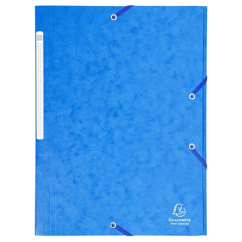 EXACOMPTA - CARPETA de GOMAS y SOLAPAS MAXI CARTON A4 con ETIQUETA AZUL (Ref.17105H)