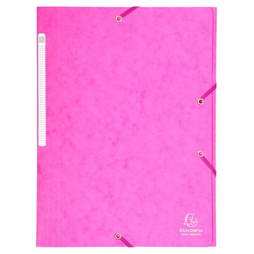 EXACOMPTA - CARPETA de GOMAS y SOLAPAS MAXI CARTON A4 con ETIQUETA FUCSIA (Ref.17108H)
