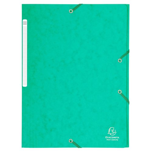 EXACOMPTA - CARPETA de GOMAS y SOLAPAS MAXI CARTON A4 con ETIQUETA VERDE (Ref.17103H)