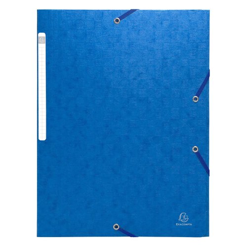 EXACOMPTA - CARPETA de GOMAS y SOLAPAS MAXI CARTON GOFRADO A4 con ETIQUETA AZUL (Ref.55952E)