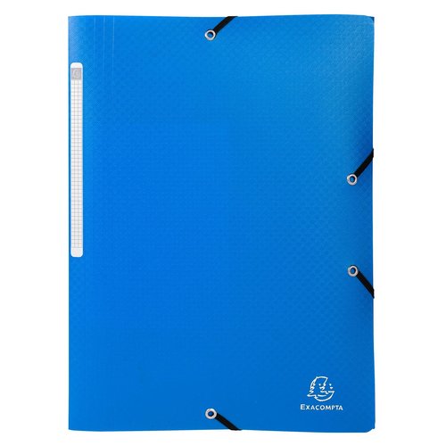 EXACOMPTA - CARPETA de GOMAS y SOLAPAS PP OPACO A4 con ETIQUETA AZUL (Ref.55802E)