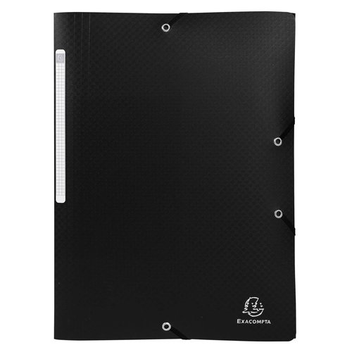 EXACOMPTA - CARPETA de GOMAS y SOLAPAS PP OPACO A4 con ETIQUETA NEGRO (Ref.55801E)