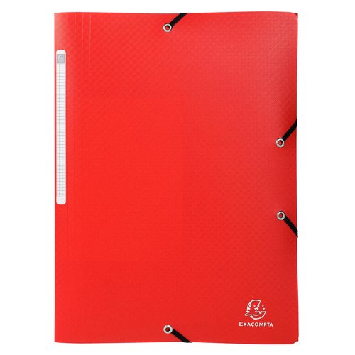 EXACOMPTA - CARPETA de GOMAS y SOLAPAS PP OPACO A4 con ETIQUETA ROJO (Ref.55805E)