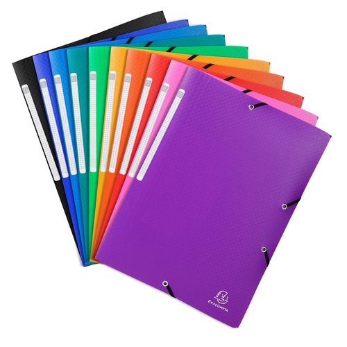 EXACOMPTA - CARPETA de GOMAS y SOLAPAS PP OPACO A4 con ETIQUETA SURTIDO (4 col.) (Ref.55810E)