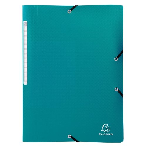 EXACOMPTA - CARPETA de GOMAS y SOLAPAS PP OPACO A4 con ETIQUETA VERDE (Ref.55803E)