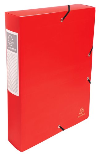 EXACOMPTA - CARPETA de PROYECTOS EXABOX PP LISO OPACO A4 GOMAS 6 cm ROJO (Ref.59885E)