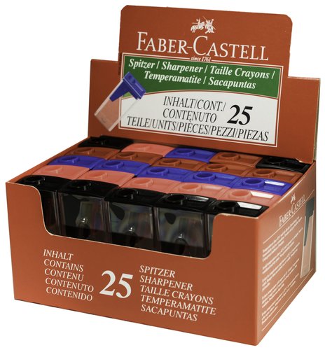 FABER CASTELL - Sacapuntas/Afilalapices FABER CON DEPOSITO EXPOSITOR DE 25 (Ref.581526)