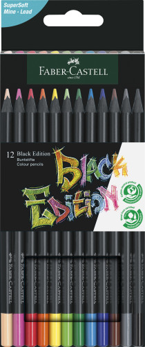 FABER CASTELL - ESTUCHE 12 LÁPICES DE COLORES BLACK EDITION. (Ref.116412)