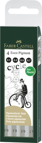 FABER CASTELL - ROTULADORES CALIBRADOS ECCO PIGMENT 0,1-0,3-0,5-0,7 MM NEGRO -ESTUCHE 4U- (Ref.166004)