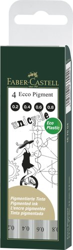 FABER CASTELL - ROTULADORES CALIBRADOS ECCO PIGMENT 0,2-0,4-0,6-0,8 MM NEGRO -ESTUCHE 4U- (Ref.167004)
