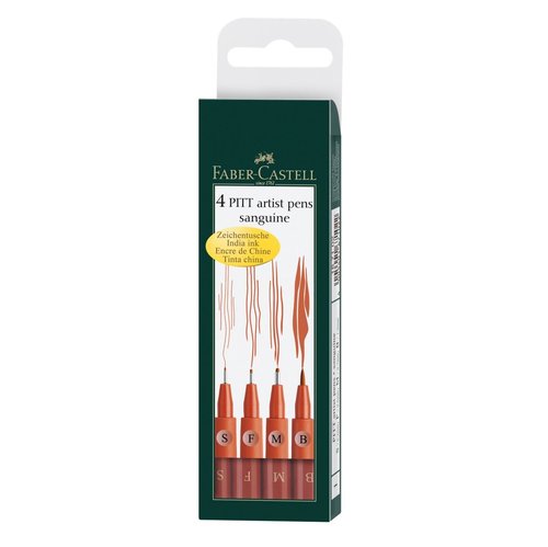 FABER CASTELL - ROTULADORES PITT ARTIST PEN PUNTAS VARIAS SANGUINA -ESTUCHE 4U- (Ref.167102)