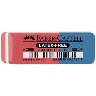 FABER CASTELL - GOMA DE BORRAR BISELADA MIXTA PARA GRAFITO Y TINTA AZUL/ROJO -CAJA 40U- (Ref.187040)