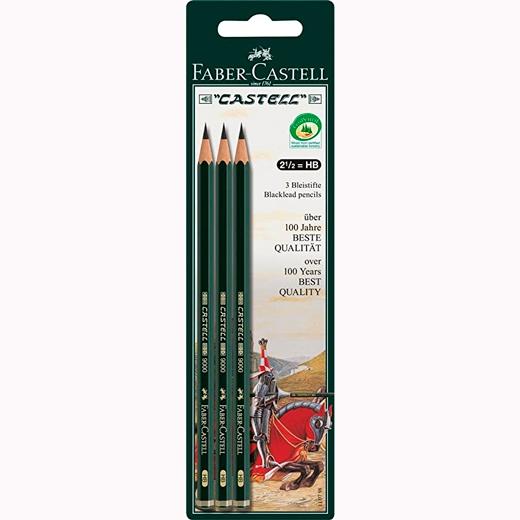 FABER CASTELL - LÁPIZ DE GRAFITO 9000 HB EN BLISTER DE 3 (Ref.110798)