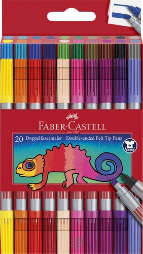 FABER CASTELL - ROTULADOR FIBRA DOBLE PUNTA CAJA de 20 (Ref.151119)