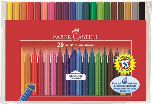 FABER CASTELL - ROTULADOR FIBRA GRIP 1553 BOLSA de 20 (Ref.155320)