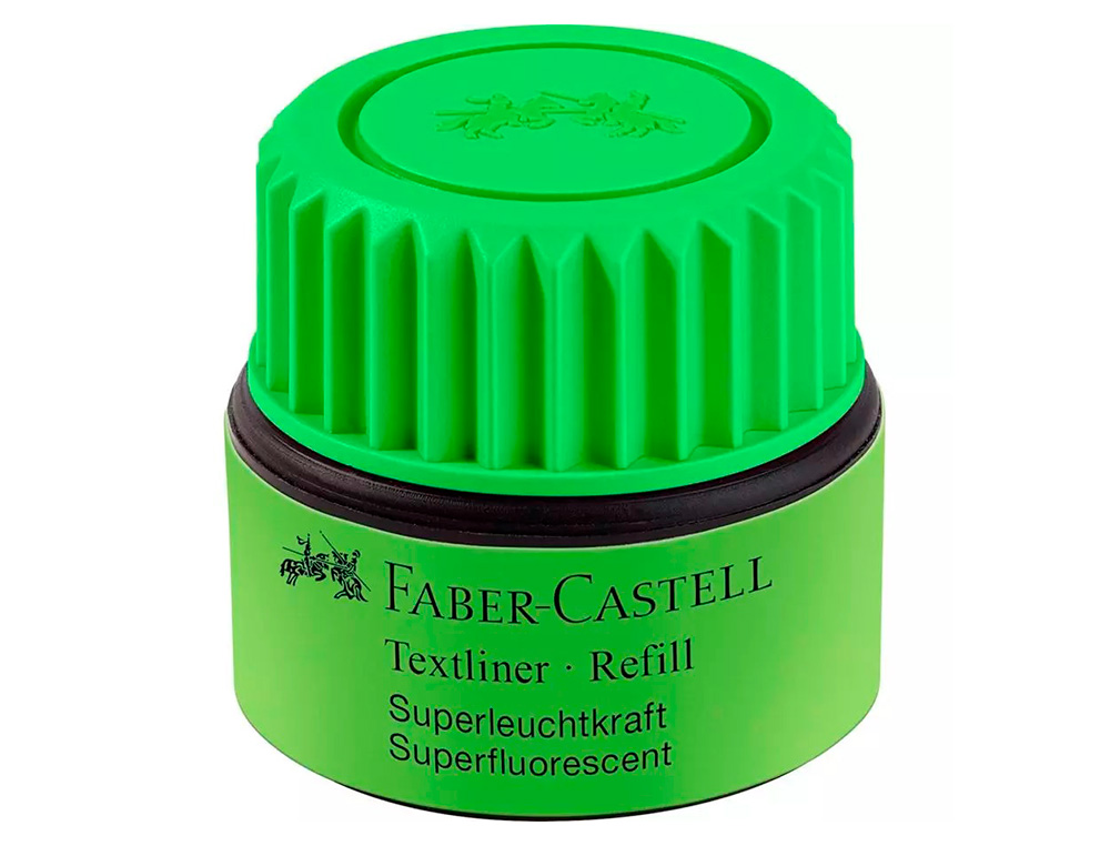 FABER CASTELL - TINTA ROTULADOR TEXTLINER FLUORESCENTE 1549 CON SISTEMA CAPILAR COLOR VERDE FRASCO DE 30 ML (Ref.154963)