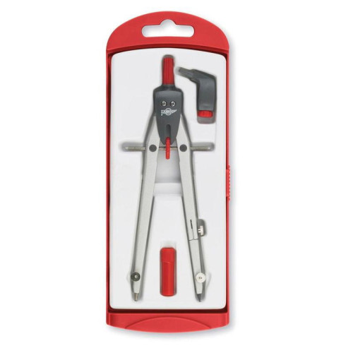 FAIBO - COMPAS ESCOLAR MINAS Y ADAPTADOR UNIVERSAL SERIE DISEÑO ROJO (Ref.613-03)