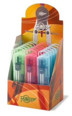 FAIBO - EXPOSITOR COMPÁS 133MM EN ESTUCHE DE PLÁSTICO -20U- (Ref.226EXP)