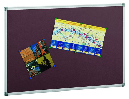 FAIBO - TABLERO CORCHO SOLIDO TAPIZADO MARCO ALUMINIO 90x120 cm BURDEOS (Ref.601T-3B)