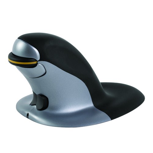 FELLOWES - RATON PENGUIN INALAMBRICO AMBIDIESTRO 2 BOTONES 1200 DPI TAMAÑO L NEGRO/PLATA (Ref.9894501)