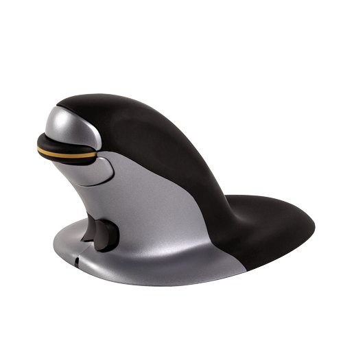 FELLOWES - RATON PENGUIN INALAMBRICO AMBIDIESTRO 2 BOTONES 1200 DPI TAMAÑO M NEGRO/PLATA (Ref.9894701)