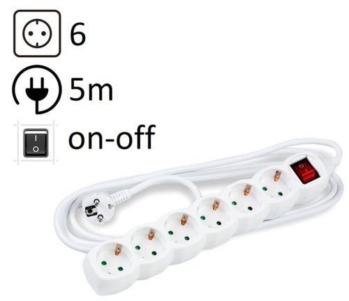 FIESTA - ENCHUFE PROTECTOR 5 SALIDAS (REGLETA) CABLE 5 METROS (Ref.FL5G5W)