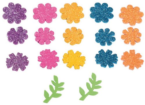 FIXO - GOMA EVA ADHESIVA con PURPURINA FLORES PACK 58 FIGURAS (Ref.5000/68002100)