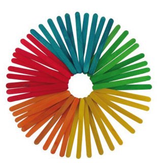 FIXO - PALILLOS PLANOS MADERA COLORES FINOS 11,4 cm. PACK de 50 (Ref.68005300)