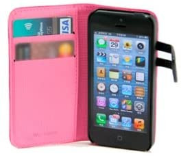 FUNDA WAZZABEE PARA IPHONE 5 POLIPIEL, MARCO INTERIOR PLASTICO, CIERRE MAGNETICO, ROSA () (Ref.WB-M30WP-PK)