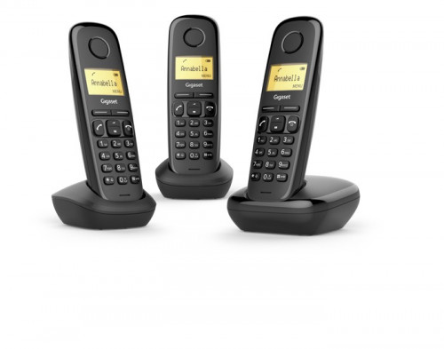 GIGASET - A170 Trio Teléfono DECT/analógico Negro Identificador de llamadas (Ref.L36852-H2802-D211)