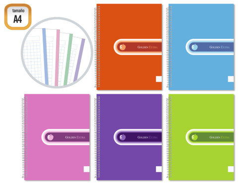GOLDEN - CUADERNO EXTRA T.F. A4 140 HOJAS MICROPERFORADO (Ref.318210)