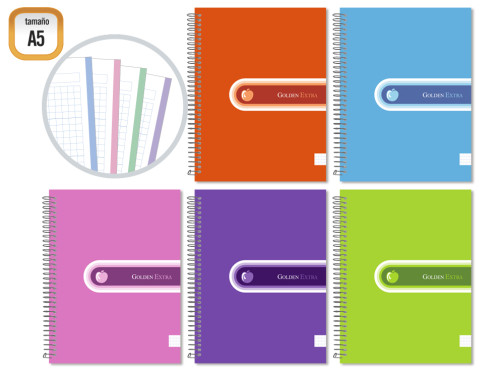 GOLDEN - CUADERNO EXTRA T.F. A5 140 HOJAS MICROPERFORADO (Ref.318211)