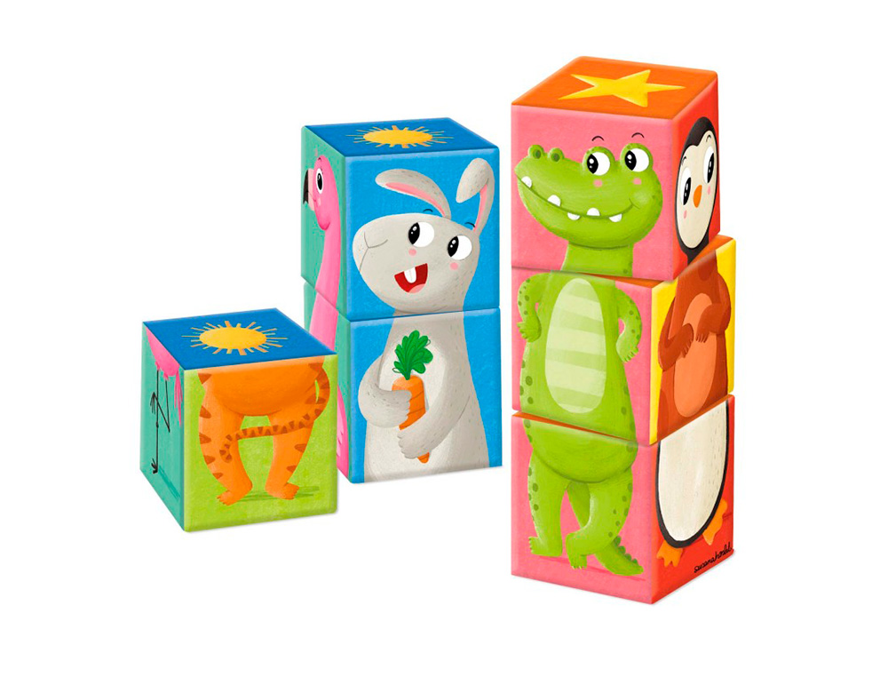 GOULA - PUZLE CUBOS DE CARTON APILABLES MATCH&MIX 6 PIEZAS (Ref.53468)