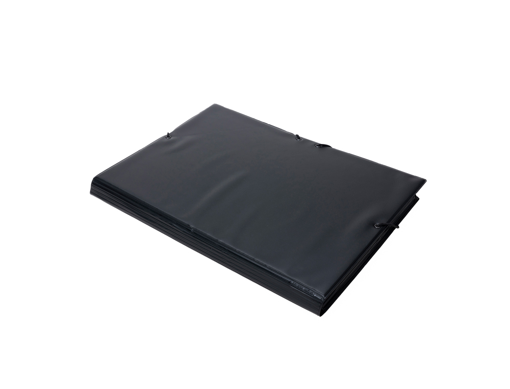 GRAFOPLÁS - CARPETA ESCOLAR CON GOMAS 3 SOLAPAS FOLIO FORRADAS PVC NEGRO (Ref.1220010)