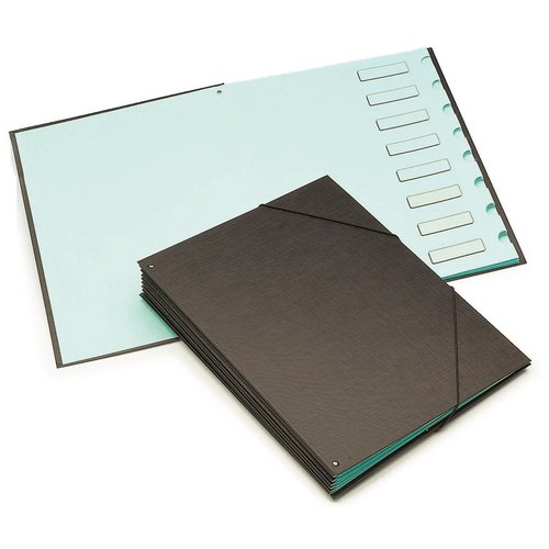 GRAFOPLÁS - CLASIFICADOR lomo FUELLE CARTON FORR.Fº 8 SEPARAD.GOMAS NEGRO (Ref.82170010)